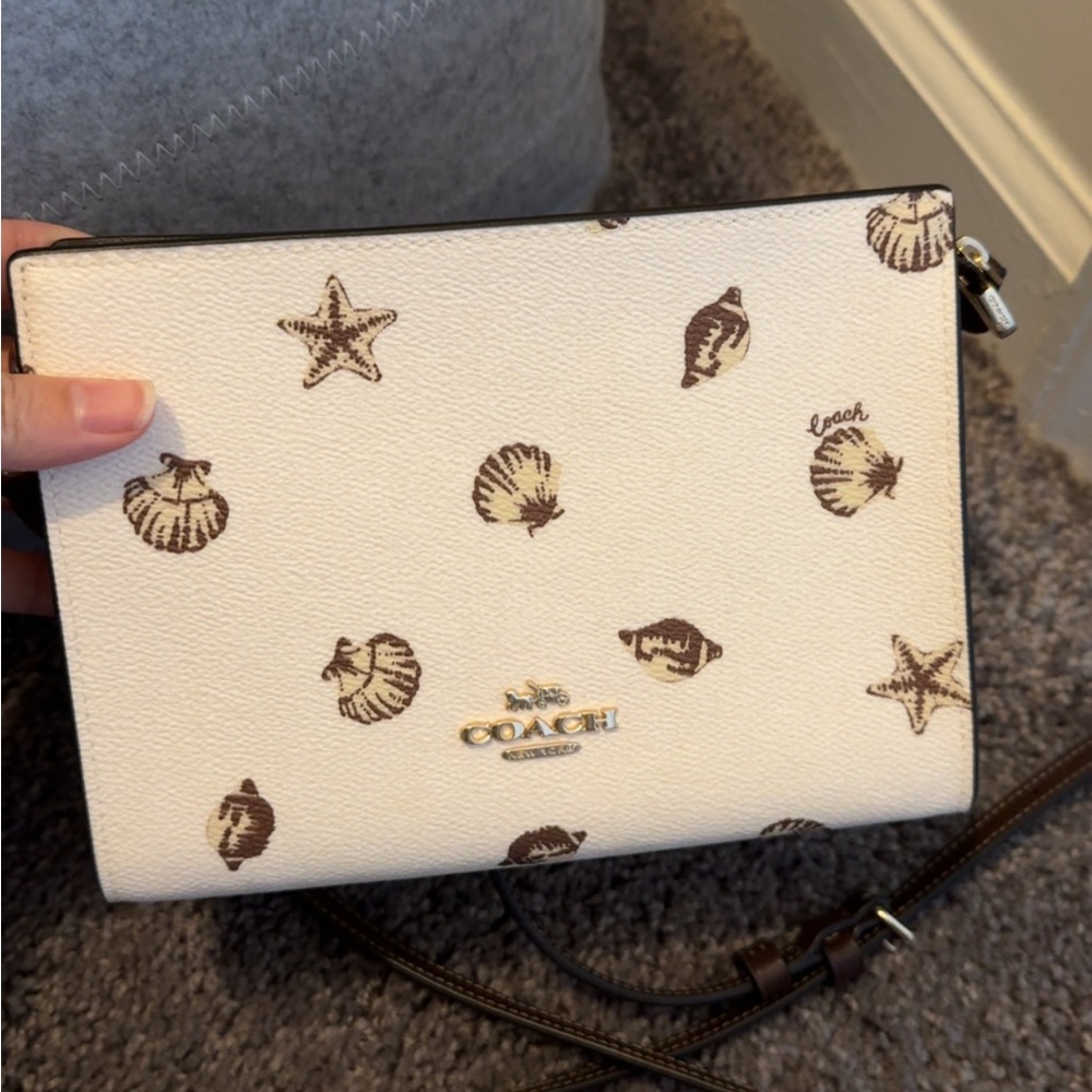 Coach Cream and Brown Seashell Crossbody Bag